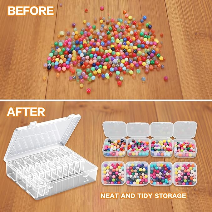 Bead Organizer Box, 31 Mini Clear Jewelry Organizers and Hinged Lid Bead Storage Containers, Ideal for DIY Jewelry Crafts, Screws and Small Parts Craft Storage