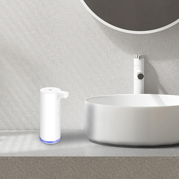 Mamiddle Automatic Soap Dispenser Stainless Steel with Sensor Infrared Soap Dispenser Electric IPX5 Waterproof USB-C Charging Motion Sensor for Kitchen & Bathroom (White Foam)