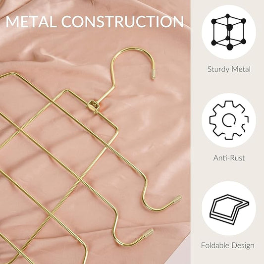 ZEDODIER 4 Pack Tank Top Hanger Space Saving, Bra Hangers for Closet Organizer, Hanging Bra Organizer Tank Tops Holder with 32 Hooks, Metal Closet Organizers and Storage Small Space Solutions, Gold