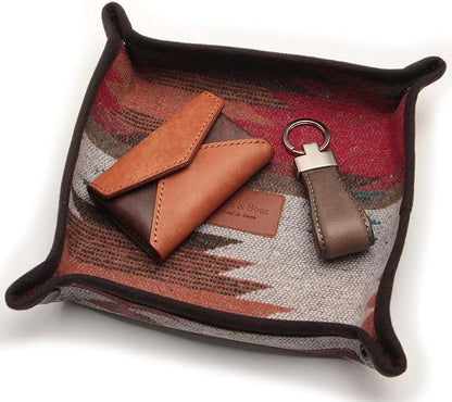 Ruth&Boaz Wool Fabric Valet Tray | EDC Tray | Lay Plat Wool Tray Suitable for Travel 8x8 inches(M-orange)