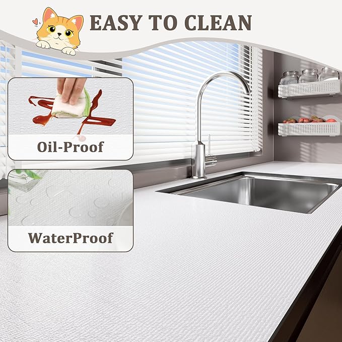 Shelf Liner for Kitchen Cabinets 12" x 360" Non-Adhesive Non-Slip Drawer Liners for Dresser, Waterproof Washable Paper, Durable Protector Mat for Pantry Shelves Cupboards, White