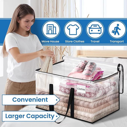 RoomHacks Clear Heavy Duty Extra Large Moving Bags, Reinforced Handle and Double Zipper, Storage Bags Alternative to Moving Box (10 Packs)