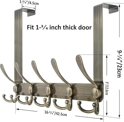WEBI Over The Door Hooks,Door Hanger,Triple Door Hooks for Hanging,Long Over The Door Towel Rack,Door Coat Hanger,Door Coat Rack for Clothes,Towels,Behind Bathroom,Bronze