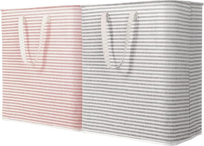 Lifewit 2 Pack Laundry Hamper Large Collapsible Laundry Baskets, Freestanding Waterproof Clothes Hamper with Easy Carry Handles in Laundry Room Bedroom Bathroom College Dorm, Grey&Pink, 2 x 100L