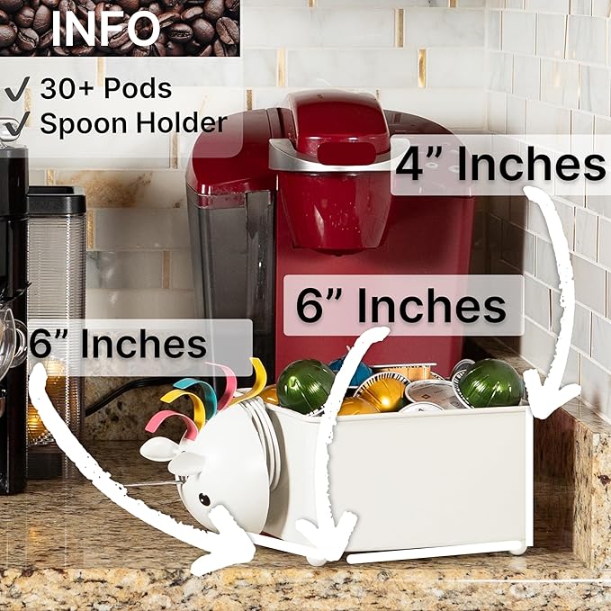 Made Easy Kit Coffee Pod Organizer Compatible with Nespresso Vertuo and Original - Countertop Sculpture Holder Basket Style for Café Bar, Corner Station Office Break Area (Unicorn Square)