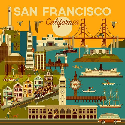Lantern Press San Francisco, California, Geometric (Absorbent Ceramic Coaster, Single, Cork Back, Kitchen Table Decor)