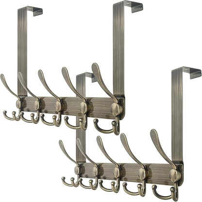WEBI Over The Door Hooks,Door Hanger,Triple Hooks for Hanging,Over Door Towel Rack,Door Coat Hanger,Over Door Coat Rack for Clothes,Towels,Behind Bathroom,Bronze,2 Packs