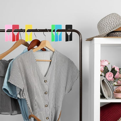 12 PCS Clothing Rack Dividers Plastic Closet Dividers for Hanging Clothes Plastic Clothing Divider Writable Reusable Separators Closets Labels Divider Size Tags for Clothings Racks Sorting, 6 Colors