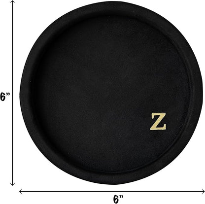 COLLECTIVE HOME - Velvet Jewelry Tray, 6" Monogrammed Jewelry Dish, Smooth Velour Display Dish for Rings, Earrings, Necklaces, Makeup, Personalized Gifts for Women (Black-z)