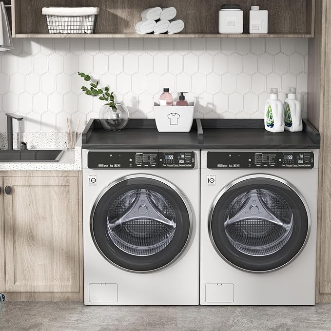 VOPEAK Washer and Dryer Countertop, Laundry Countertop, 54" x 27.5" Spacious Washer Dryer Topper, Wooden Washing Machine Topper for Laundry Room Organization and Folding Clothes, Black
