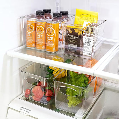 Sorbus Small Clear Plastic Storage Bins for Shelves, Clothes, with Handle - Clear Storage Bins, Drawer, Shelf, Closet, Pantry, Fridge, Freezer Organizer Bins, Closet Organizers and Storage (4 pack)