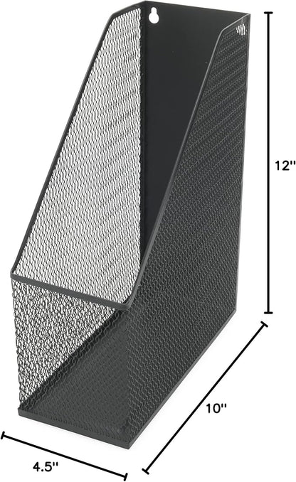YBM HOME Mesh Steel Deluxe Magazine Rack, Extra Wide Magazine File Holder (1, Black)