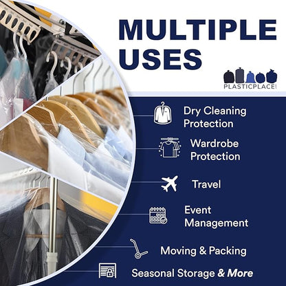 Plasticplace Clear Garment Bags Plastic Coat Bag1.0 Mil 21" X 4" X 54" (50 Count)