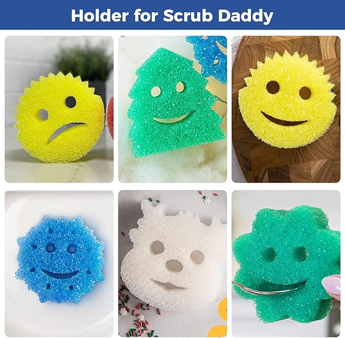 Scrub Sponge Holder for Kitchen Sink - Suction Cup Sponges Holder - Sink Sponge Caddy Organizer Daddy Holder (1 Pack)