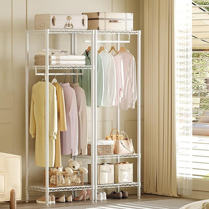 Clothes Rack, 684LBS Load Heavy Duty Metal Garment Rack with Adjustable Storage Shelves, 3-Tier Freestanding Closet Organizer for Hanging Clothes, for Bedroom, Laundry, Living Room