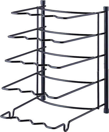 SunnyPoint Metal Heavy Duty Kitchen Countertop Cabinet Pantry Pan, Pot Lid, and Pot Organizer Rack Holder, 9.25 x 10.4 x 13.25 Inch, Black