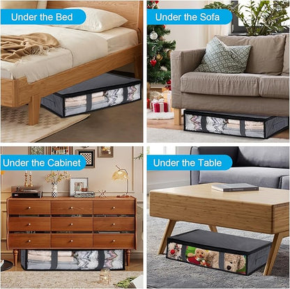 10 Pack Under Bed Storage Containers for Clothes Folding Storage Bins with Clear Window and Reinforced Handles Underbed Storage Containers for Organization and Storage Clothing Blankets
