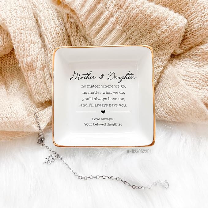 Mother Gift, Square Ring Dish, Jewelry Dish, Jewelry Storage, Mothers Day Gifts, Gift From Daughter, Bonus Mom Gift, Step Mother Gift, Mother Appreciation, Mother Present, Mother Birthday Gift…