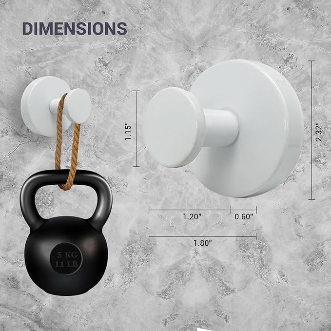 Welsa Suction Cup Hooks for Shower - 2 Pack, White - Stainless Steel, Strong Suction, No Drill, Removable Hanger, Tile Bathroom Kitchen Wall, Glass Door, Mirror Hook Hanging Robe, Towel Holder