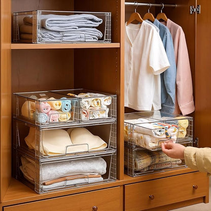 Stackable Storage Drawers(3 Pack),High-strength Clear Plastic Multi-purpose Organizer Bins with Handles, Easily Assemble Acrylic Drawers for Bathroom Closet Cabinet Pantry Under Sink