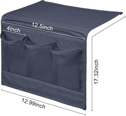 Surblue Bedside Caddy 4 Pockets Bedside Storage Organizer for TV Remote Control Phone Glasses Magazine (Navy)