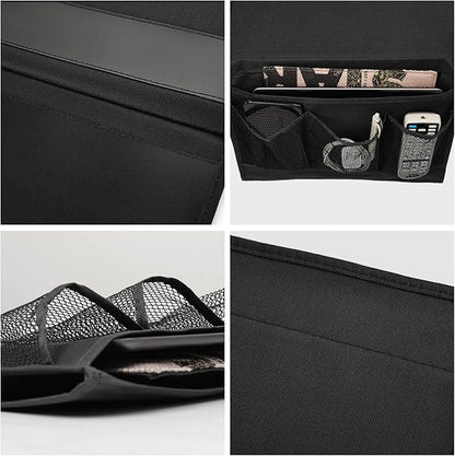 Surblue Bedside Caddy 4 Pockets Bedside Storage Organizer for TV Remote Control Phone Glasses Magazine (Black)