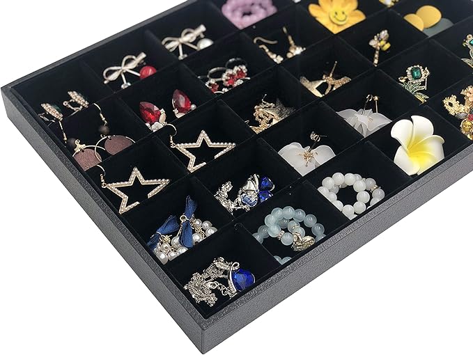 Stratalife Jewelry Organizer Drawer Tray Stackable Jewelry Organizer Removable Jewelry Storage Display Holder Case Drawer Inserts for Jewelry Rings Earring (30 Grid)