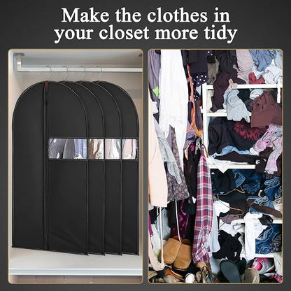 39-Inch Garment Bags Covers,Hanging Clothes Bag, Suit Cover Bags with Clear Window for Hanging Closet Clothes Storage and Travel (Black-39Inch)