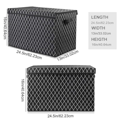Toy Chest Box Storage Bins for Boys Girls, Kids Large Collapsible Sturdy Container Organizer with Fabric Flip-Top Lid & Handles for Clothes, Blanket, Nursery, Playroom, Bedroom 24.5x13x16 (Black)