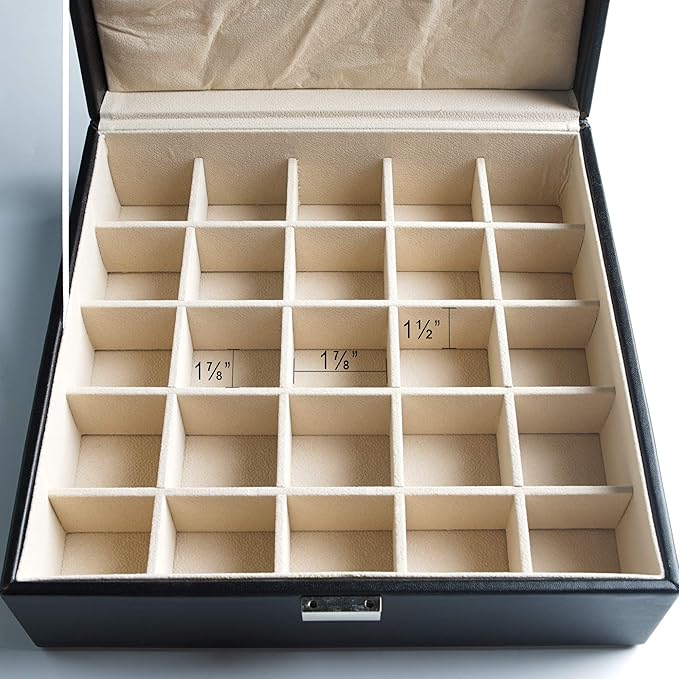 Frebeauty Earring Holder Organizer, 50 Slots Earring Organizer,2 Layer Jewelry Box for Earrings and Necklace,PU Jewelry Organizer,Jewelry Organizers and Storage(Black)