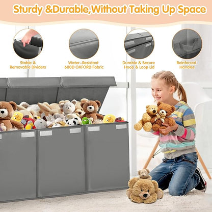 AOBOPLE Extra Large Toy Chest,50"x15"x12" Toy Box for Boys Girls Nursery,Collapsible Sturdy Toy Storage Organizer with Mesh Pockets,Large Toy Chest Storage Boxes Bins Baskets