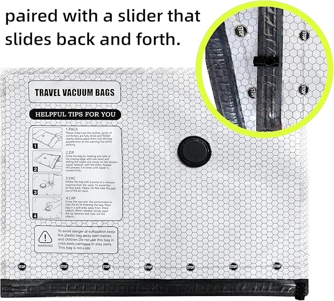 Lazyfeel 6-Pack Vacuum Travel Storage Bags, Space-Saving Must-Have, Fits Various Suitcase Sizes, Equipped with Portable Air Pump for Travel Holidays Flights and Cruises