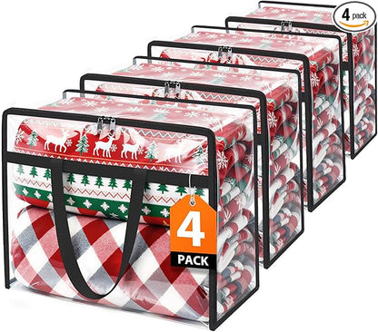 SpaceTrove Storage Bags, 4 Pack Under Bed Storage and Closet Organizers Containers, Heavy-Duty Foldable Moving & Packing Bags with Zippers for Comforter, Bedding, Duvet, Blanket & Toy Storage, 40L
