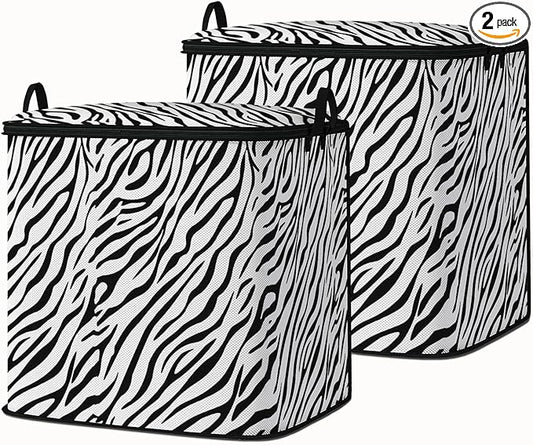 Large Comforter Storage Bag with Zipper,Closet Organizer for Clothes,Blankets,Quilts,Pillows,Fabric Storage Bags with Portable Handles 95L(2-Pack)