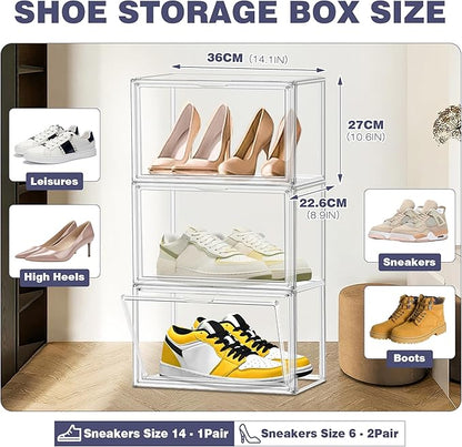 EZJOB 12 Pack Clear Shoes Box Shoe Storage Organizer for Closet Stackable Acrylic Handbag Display Case Shoe Organizer for Entryway