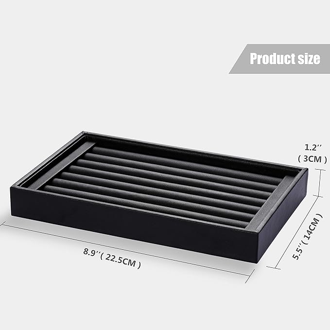 Velvet 7 Slots Ring Earrings Trays Showcase Display Jewelry Organizer (PU Leather)