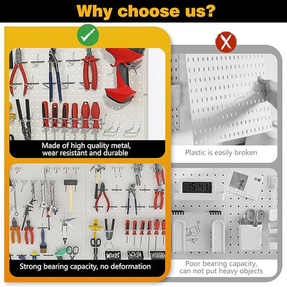 Ultrawall 2 Pcs Metal Pegboard Wall Panels, Peg Boards for Garage Tool Storage