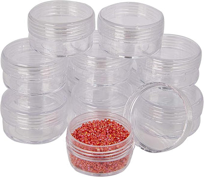 The Beadsmith Personality Case - Clear Storage Organizer Box – 6.4 x 4.8 x 1 inches - Includes 12 Small Containers with lids - 1.5 x 0.8 inches, Bead Holder