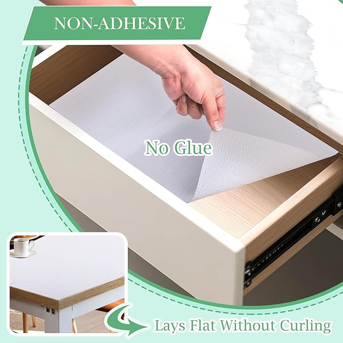 Shelf Liner for Kitchen Cabinets 20 Inch Wide X 20 Ft Non-Adhesive Drawer Liner Waterproof Oil-Proof Shelf Paper Non-Slip Strong Grip Cabinet Mat for Drawers, Refrigerator, Pantry, Bedroom, Cupboard