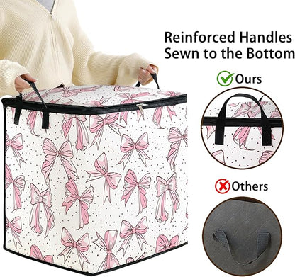 king comforter storage bag,clothes blanket bedding pillow quilt organizer for closet,fabric moving bags with portable handles and zipper 95L(2pack)