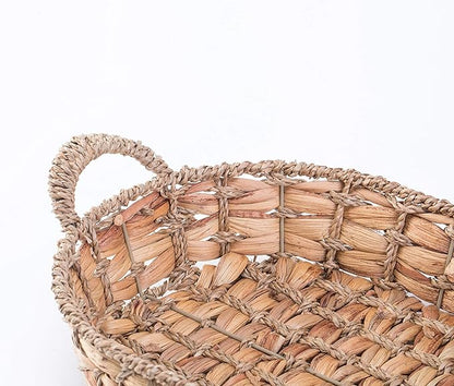 Seagrass Wicker Bread Baskets for Serving with Handles (Set of 4 Medium) – Bread Serving Basket for Table, Fruit Basket, Dinner Roll Basket