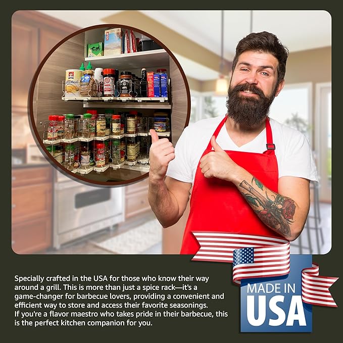 Vertical Spice Solid Maple Storage Rack Drawer - Sliding Spice Rack - Pantry Organizers and Storage - Kitchen Cabinet Organizer - Pull Out Shelf - Made in USA - 1 Drawer (6.9" W x 5.0" H x 10.6" D)