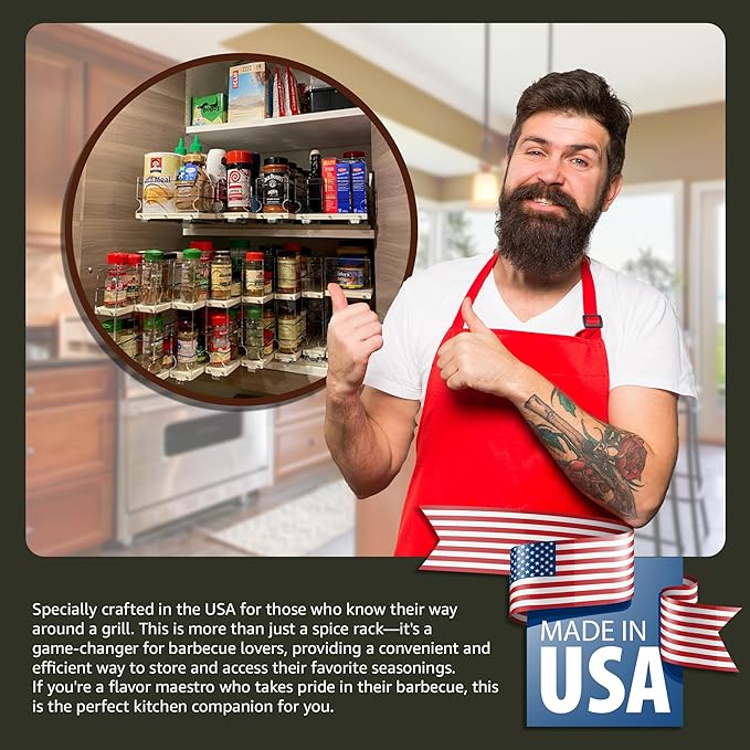 Vertical Spice - Large Pullout Sliding Spice Rack Organizer - 2 Individual 2 Tier Drawers - Premium Rolling Seasoning Holder/Caddy for Hidden Pantry Storage - Made in USA (6.9''W x 12.25" H x 10.6''D)
