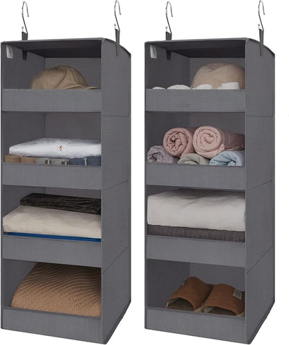 GRANNY SAYS 4-Shelf Hanging Organizer, Closet Hanging Shelves, Closet Hanging Storage Organizers, Organization for Bedroom, Living Room, Baby Nursery, Camper Accessories, Gray, 2-Pack