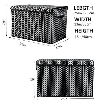 Mayniu Large Toy Box Chest with Lid, Kids Toy Storage Organizer Bins Basket for Living Room, Nursery, Closet, Bedroom, Playroom 25"x13" x16" (Black)