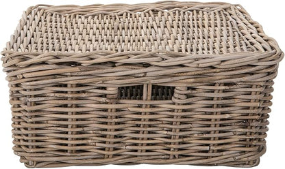 Kouboo Rectangular Underbed Storage Bin with Lid - Rattan Basket for Clothes, Blankets, Pillows - Lightweight Wicker Storage Unit - 9 in. H 26.5 in. L x 21 in. W - from