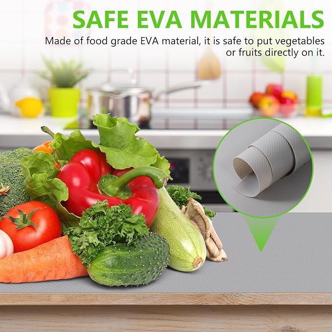 Light Gray Shelf Liners for Kitchen Cabinets Non Adhesive Drawer Liner for Bathroom Waterproof Refrigerator Liners for Shelves Fridge Plastic Mats Cabinet Cupboard Liner 11.8 x 236.2 Inches x 2 Rolls