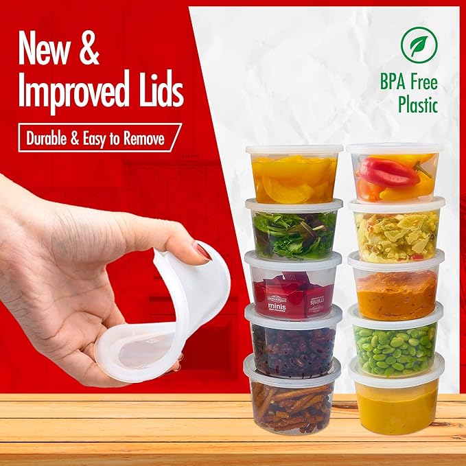 QUIDDITY WARE 16oz-Deli Containers with Lids Leakproof - 50 Pack BPA-Free Plastic Microwaveable Clear Food Storage Container Premium Heavy-Duty Quality, Freezer & Dishwasher Safe