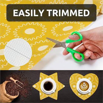 FIFTY FEET 18X96 Inch Shelf Liner for Kitchen Cabinets, PVC Drawer Liner for Dresser Non-Slip Bathroom, Non-Adhesive Cabinet Liner Washable (Yellow Circle)(1 Roll)