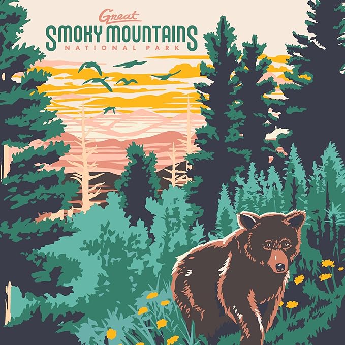 Lantern Press Great Smoky Mountains National Park, Explorer Series (Absorbent Ceramic Coaster, Single, Cork Back, Kitchen Table Decor)